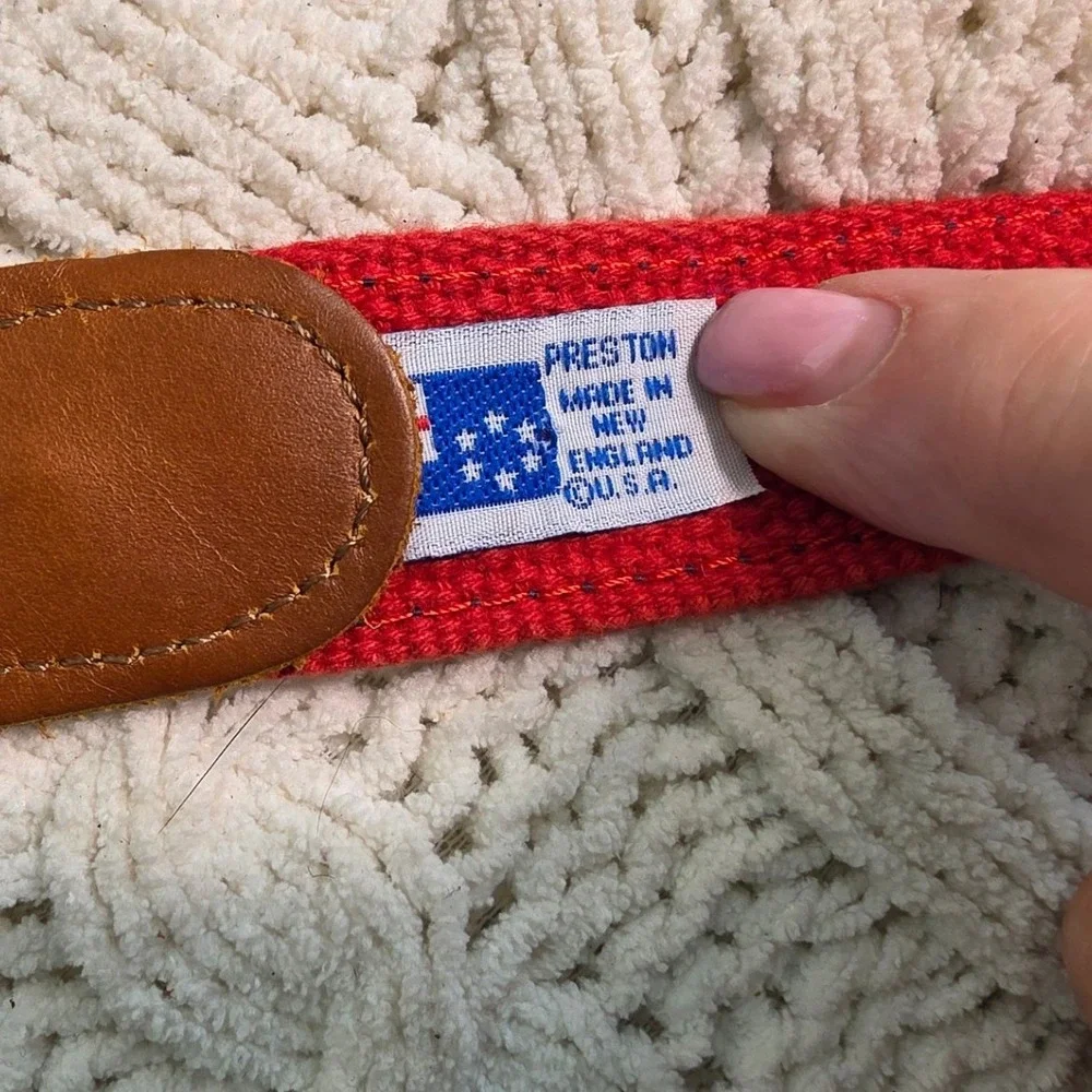 VTG Preston Belt Nautical Sailing Signal Flags Blue Red Webbing Leather Mens 42